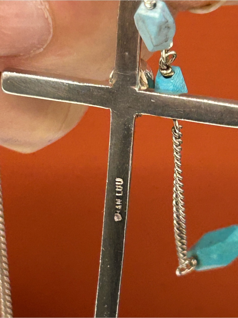 Chan Luu 925 Sterling Silver Turquoise Cross necklace 38” - Picture 12 of 13